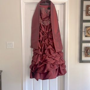 Burgundy Beaded Ball Gown